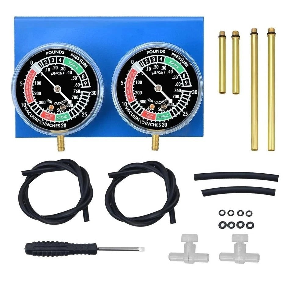 Comprehensive Motorcycle Carburetor Synchronizer with Vacuum Gauges and Hoses