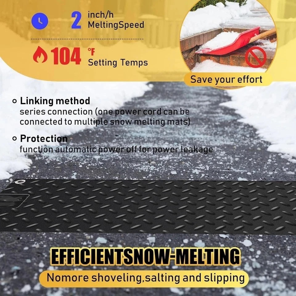 Timgle 3 Pcs Snow Melting Walkway Mat, 10" x 30" Non Slip Rubber Heated Mat with