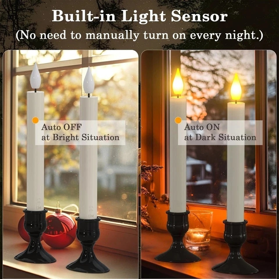 10 PCS Window Candles with Dusk to Dawn Sensor, 7.2" Flameless Taper Candles ...