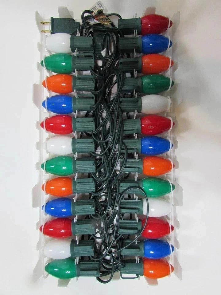 C9 Vintage Christmas Lights Outdoor Multicolor - Large Old Fashioned C9 Ceramic