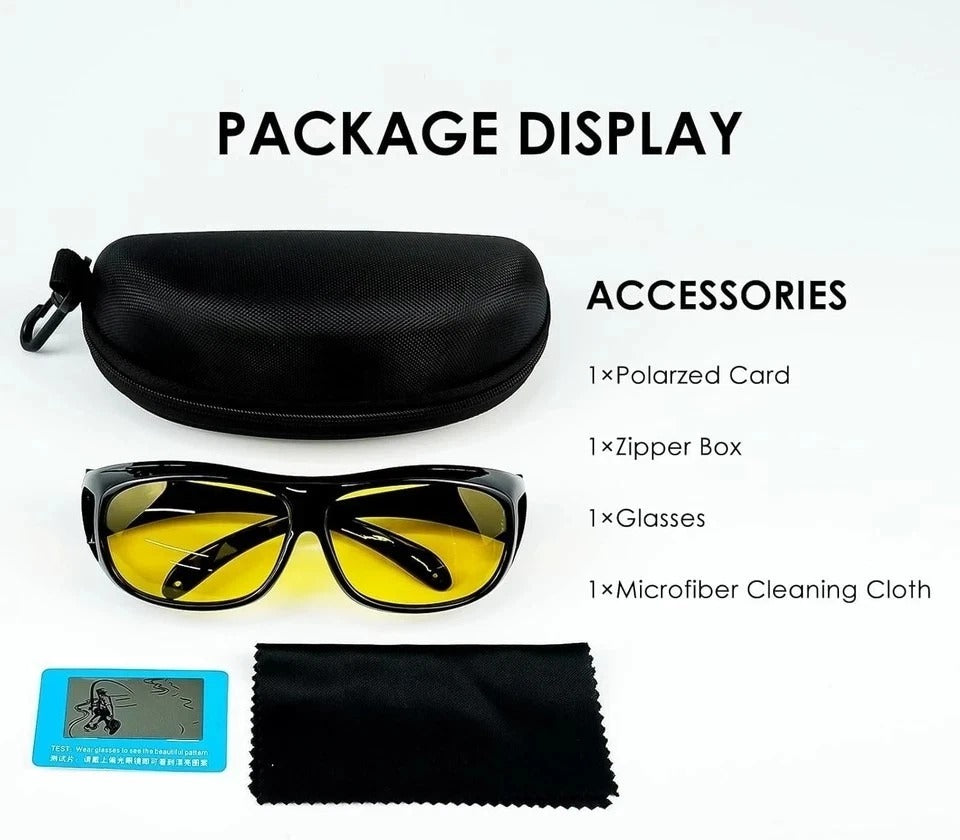Night Driving Glasses Fit Over for Men Women, Anti Glare Polarized Night Vision