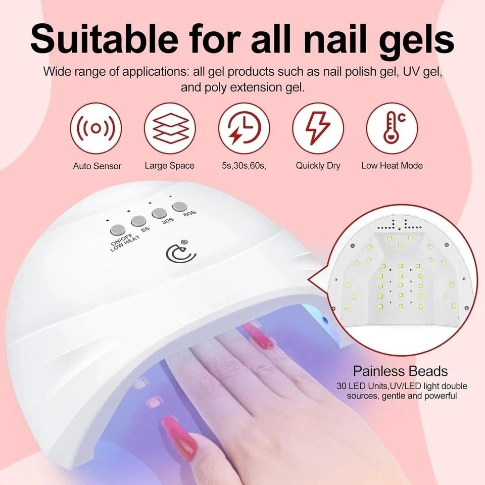 Professional 35-Color Gel Nail Polish Kit with UV Light & Nail Drill Included