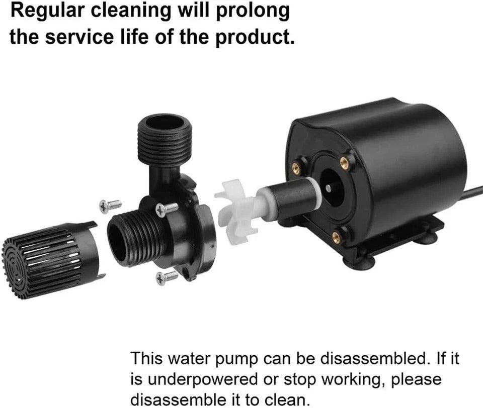 DC 12V 15W Submersible Water Pump, 210 GPH Brushless Fountain Circulation Mini C