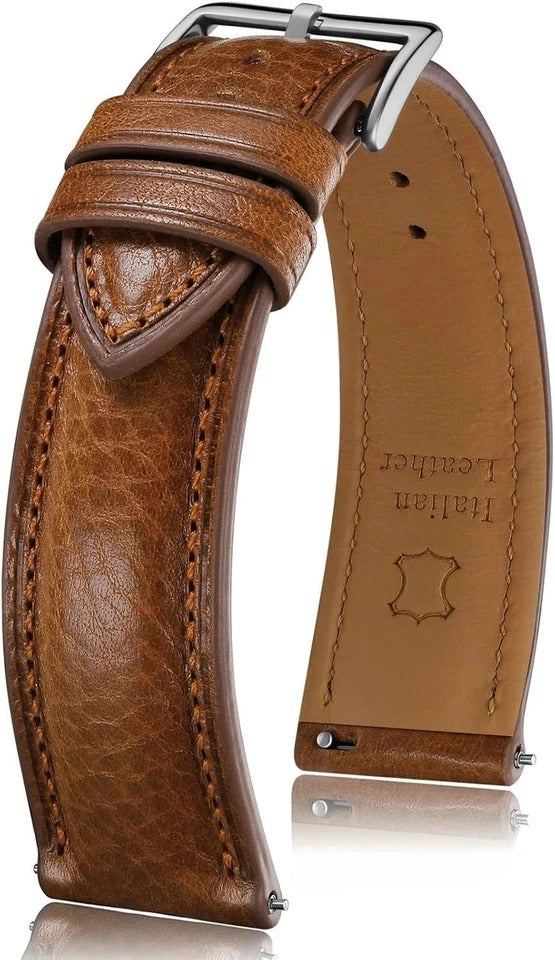 Italian Leather Watch Band Tuscany Natural Vegetable-Tanned Full Grain Genuine L