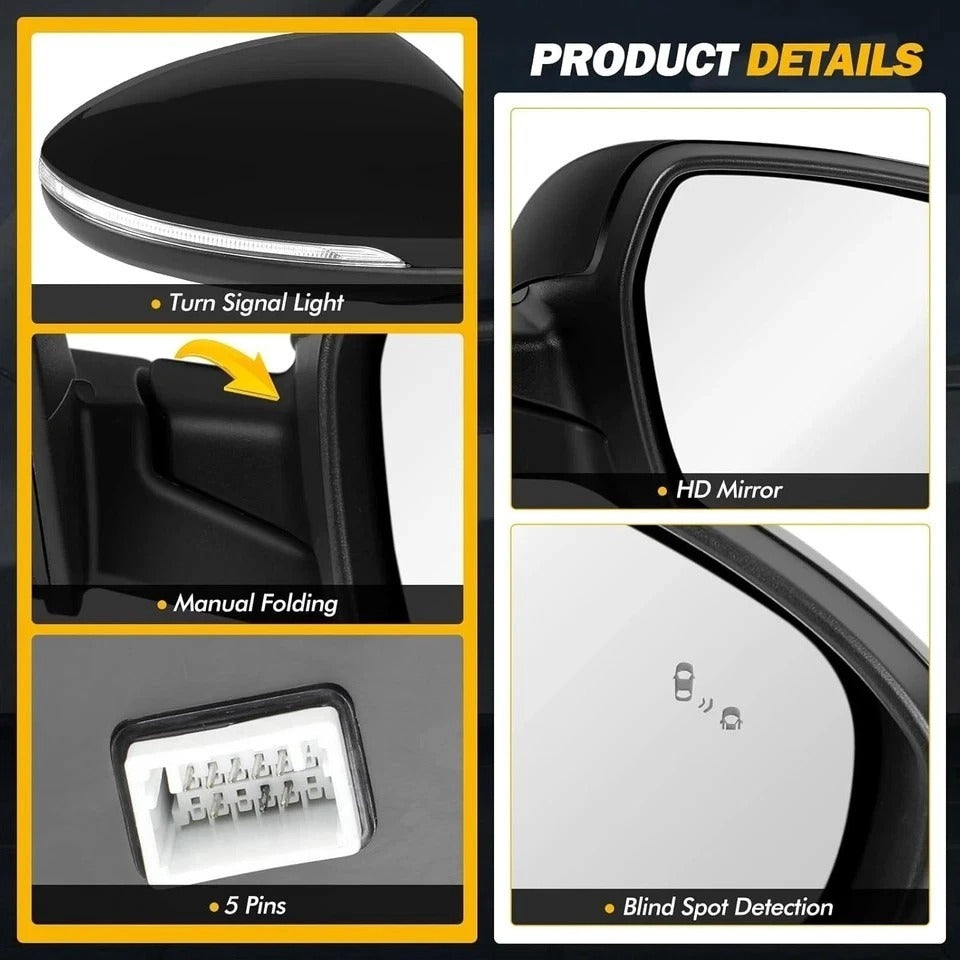 Side Mirror Compatible with KIA Forte 2019 2020 2021 2022 2023 2024, W/Blind Spo