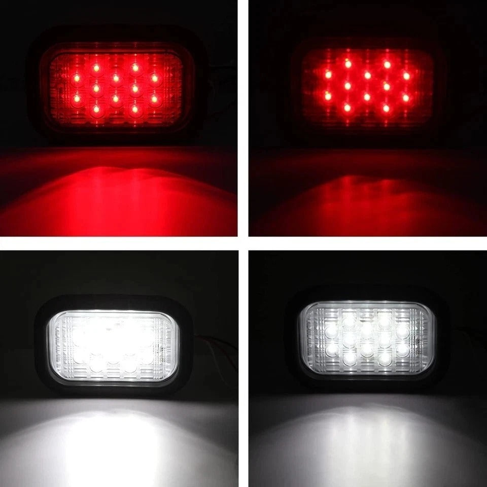 6Pcs 5"x3" Rectangle LED Stop/Turn/Tail/Brake & Backup Reverse Truck Trailer ...
