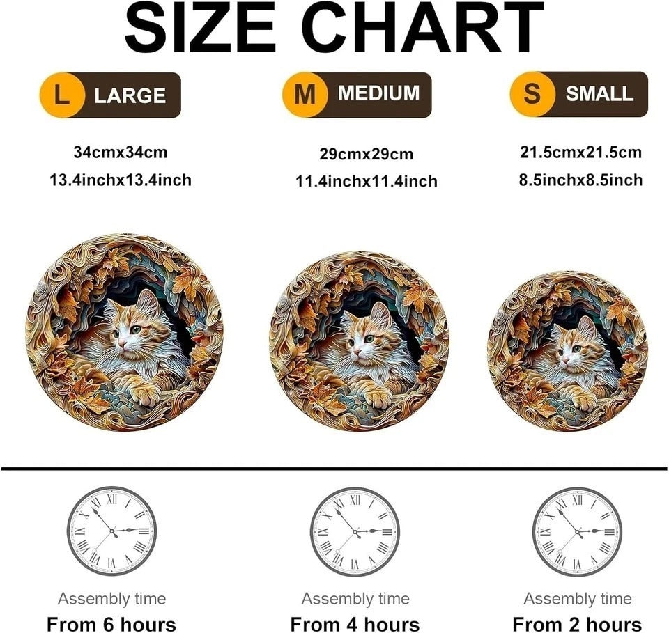 300 Pcs Wooden Cat Puzzles for Adults, Wood Flat Puzzle with 3D Visual Effect