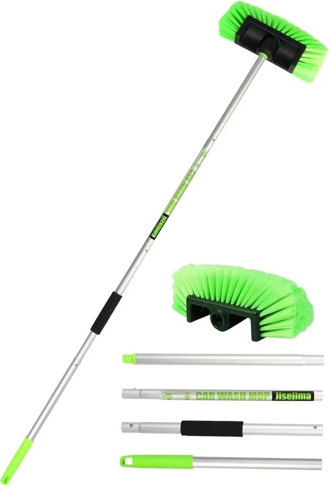 Five-Sided Car Wash Brush with Long Handle，Soft Bristle Scrub Cleaning Mop with