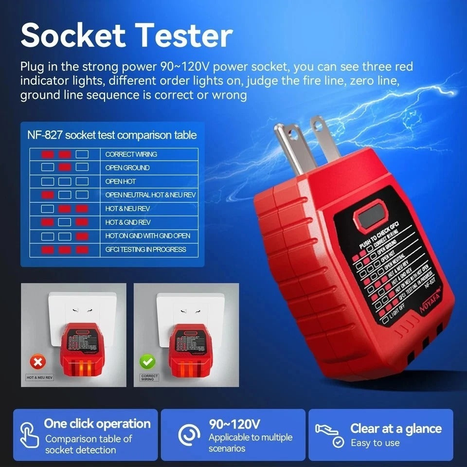 Circuit Breaker Finder Tool with GFCI Outlet Tester 90-120V AC