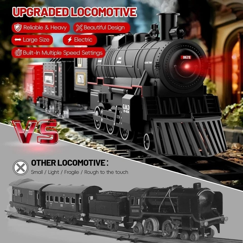 Electric Train Set with Smoke, Lights & Sound for under Christmas Tree - Steam L
