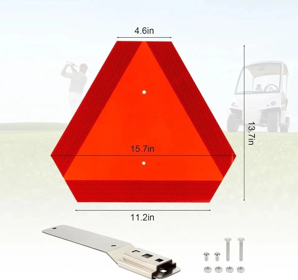 Slow Moving Vehicle Sign with Mounting Bracket Kit, Aluminum Triangle Sign for 1