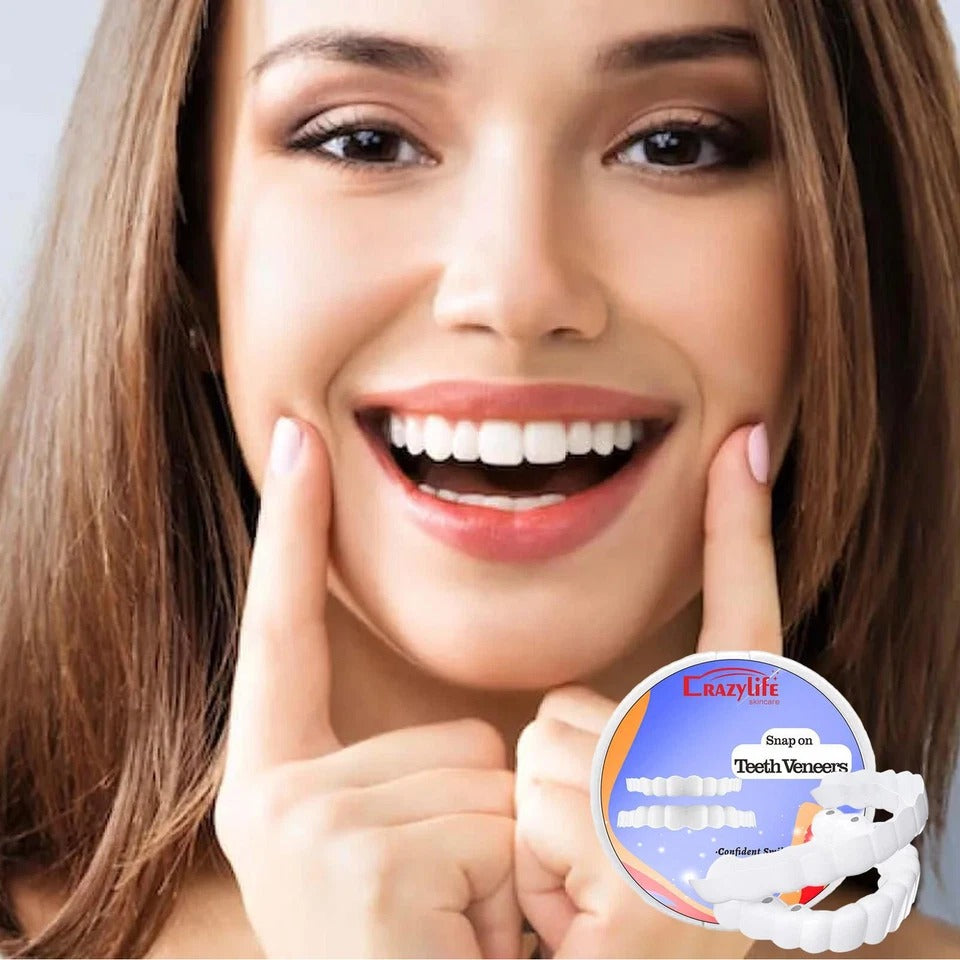 Smile Snap On Upper + Lower False Teeth Dental Veneers Denture Tooth Cover Set