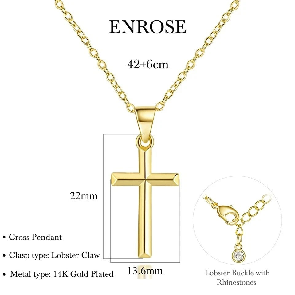 14K Gold Cross Necklace for Women Small Cross Necklace for Women 14K Gold Nec...
