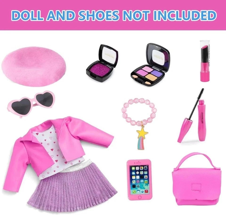 American 18 Inch Doll Makeup Accessories and Clothes,Tote Bag Set for 18" Dolls