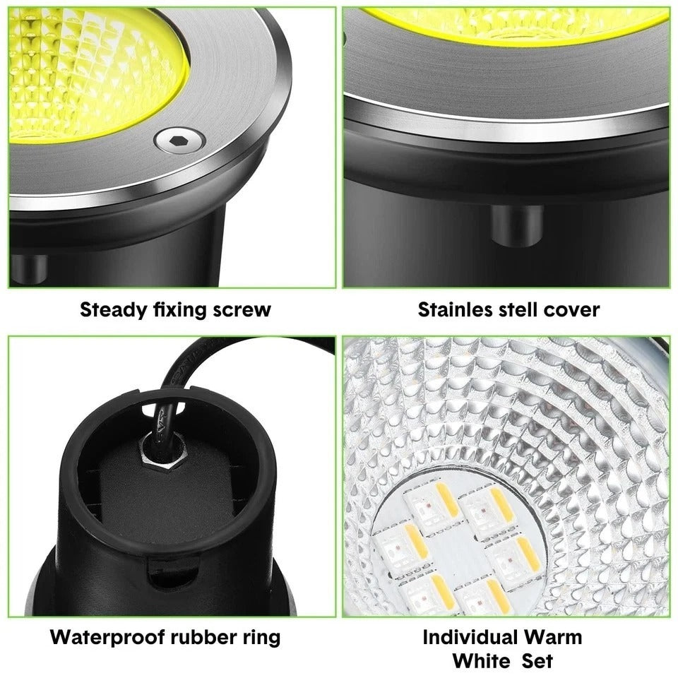 8 Pcs 3W LED Well Lights Low Voltage Outdoor Landscape In Ground Waterproof O...