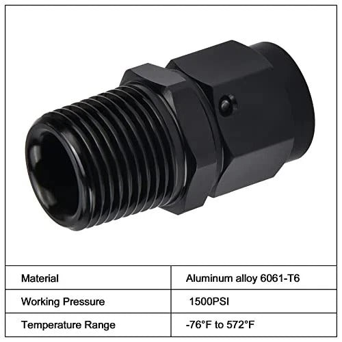 6AN Female to 3/8 NPT Male Swivel Fitting Aluminum 2PCS 6AN to 3/8NPT