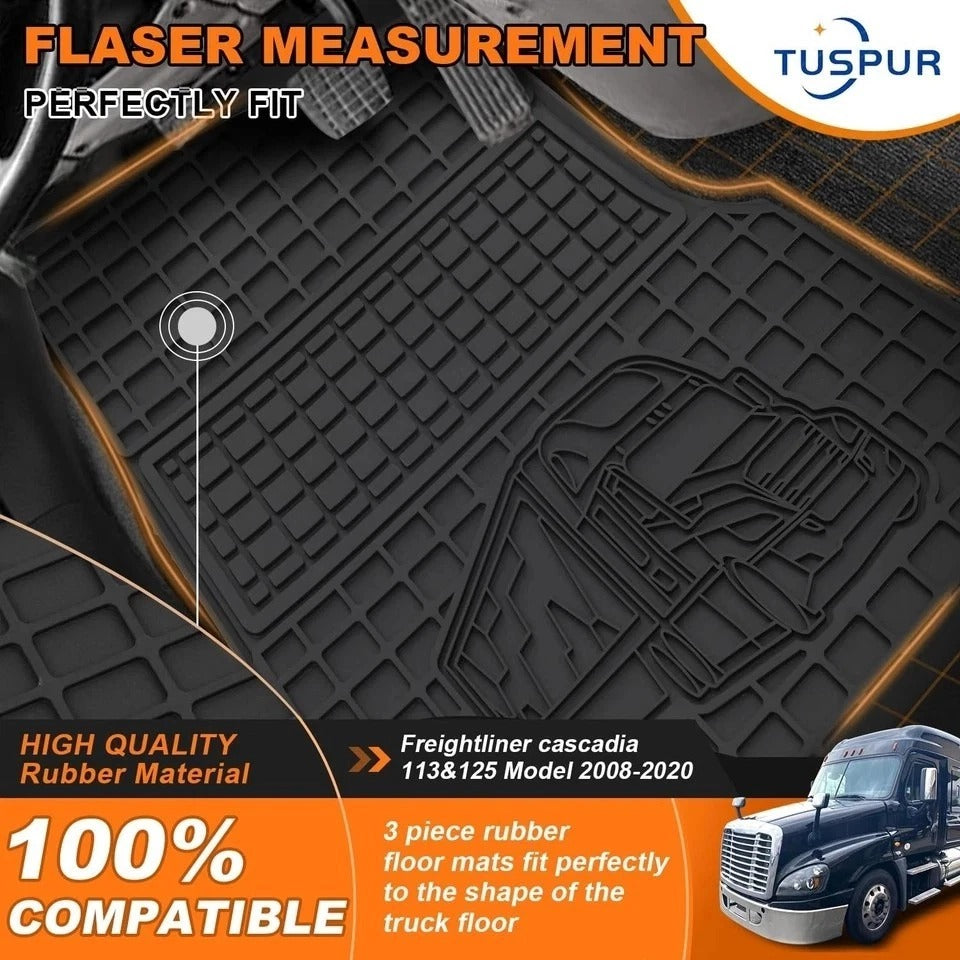 Floor Mats fit for Freightliner Cascadia 2008-2017 | Heavy Duty Truck Floor Rubb
