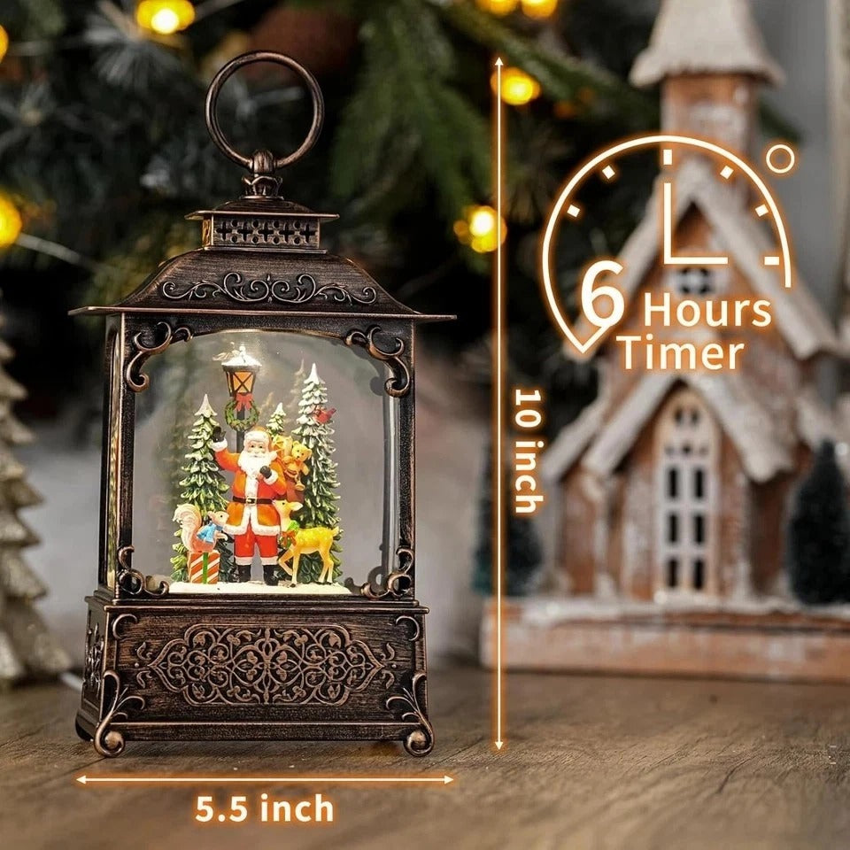 Snow Globe with Santa Claus Reindeer, Light up Christmas Snow Globes with Music
