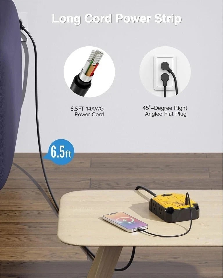 8-Outlets Heavy Duty Power Strip with 4 USB Ports(2 USB-C), Industrial Magneti