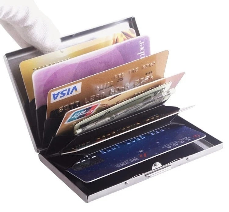 Credit Card ID Holder Slim Money Travel Wallet Men Stainless Steel RFID Blocking
