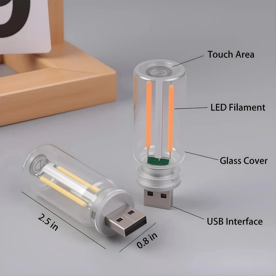 2PCS USB Lights for Car, Touch Dimmable Retro Lamp Interior LED Ambient white