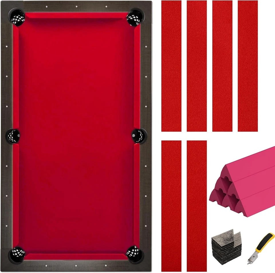 Pool Table Felt and Bumper Kit Felt for Billiard Cloth with Pool Table Bumpers a