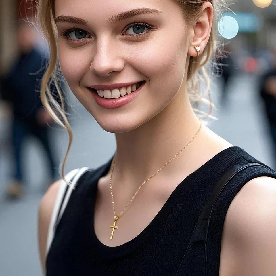 14K Gold Cross Necklace for Women Small Cross Necklace for Women 14K Gold Nec...