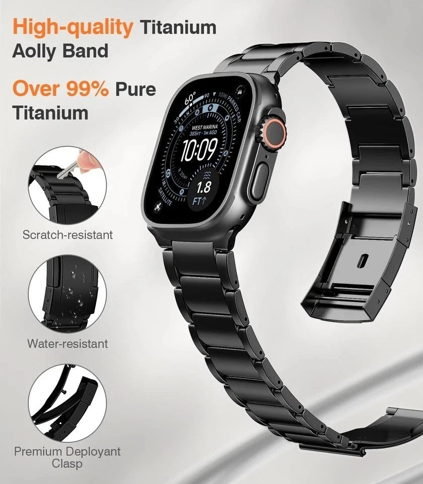 Titanium Apple Watch Band Ultra 3/2/1 45-49mm Replacement for Series 1-11, Black