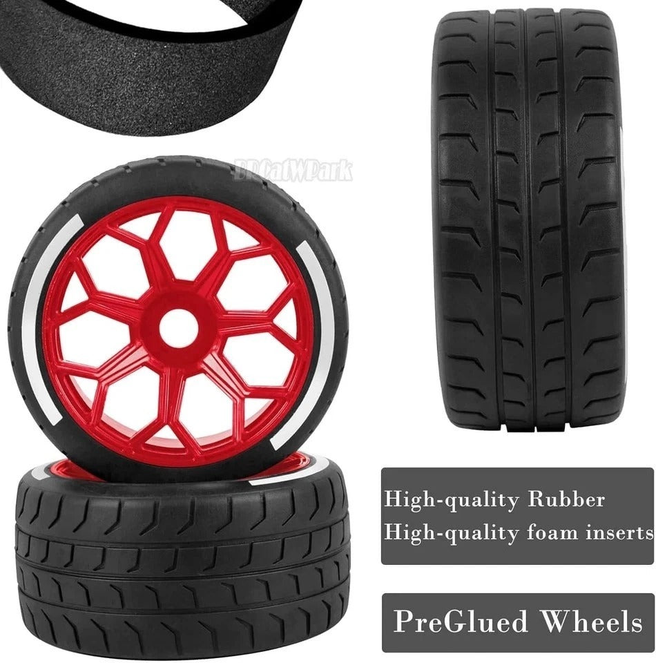 RC Wheel Highway Tires for 1/7 Arrma Felony 6S Blx,4Pcs RC Wheel Rims & Rubber T