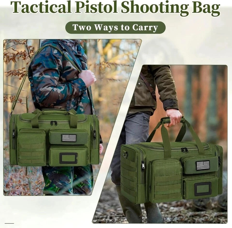 Tactical Pistol Range Bag, Gun Range Bag for Handguns, Shooting Duffle Range Pis