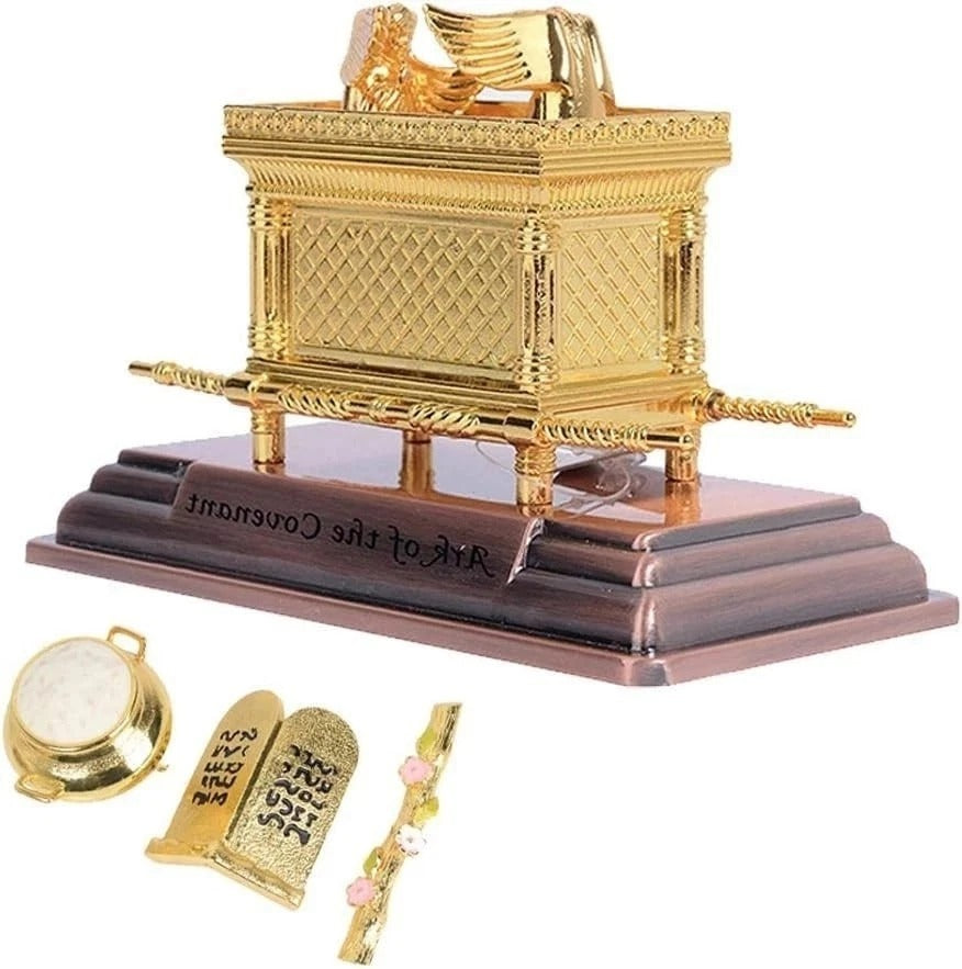 BRTAGG The Ark of The Covenant Replica Gold Plated Statue with Contents, Aaron‘s