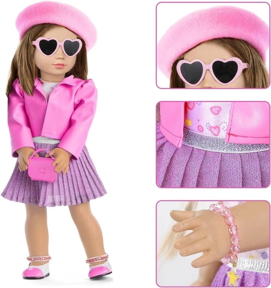 American 18 Inch Doll Makeup Accessories and Clothes,Tote Bag Set for 18" Dolls