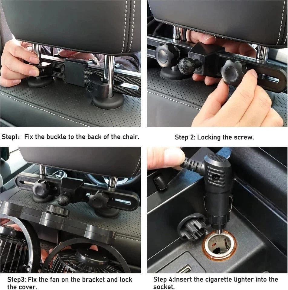 12V Car Fan, Portable Car Fan Cool Gadgets for Rear Seat Passenger, 4'' Headrest