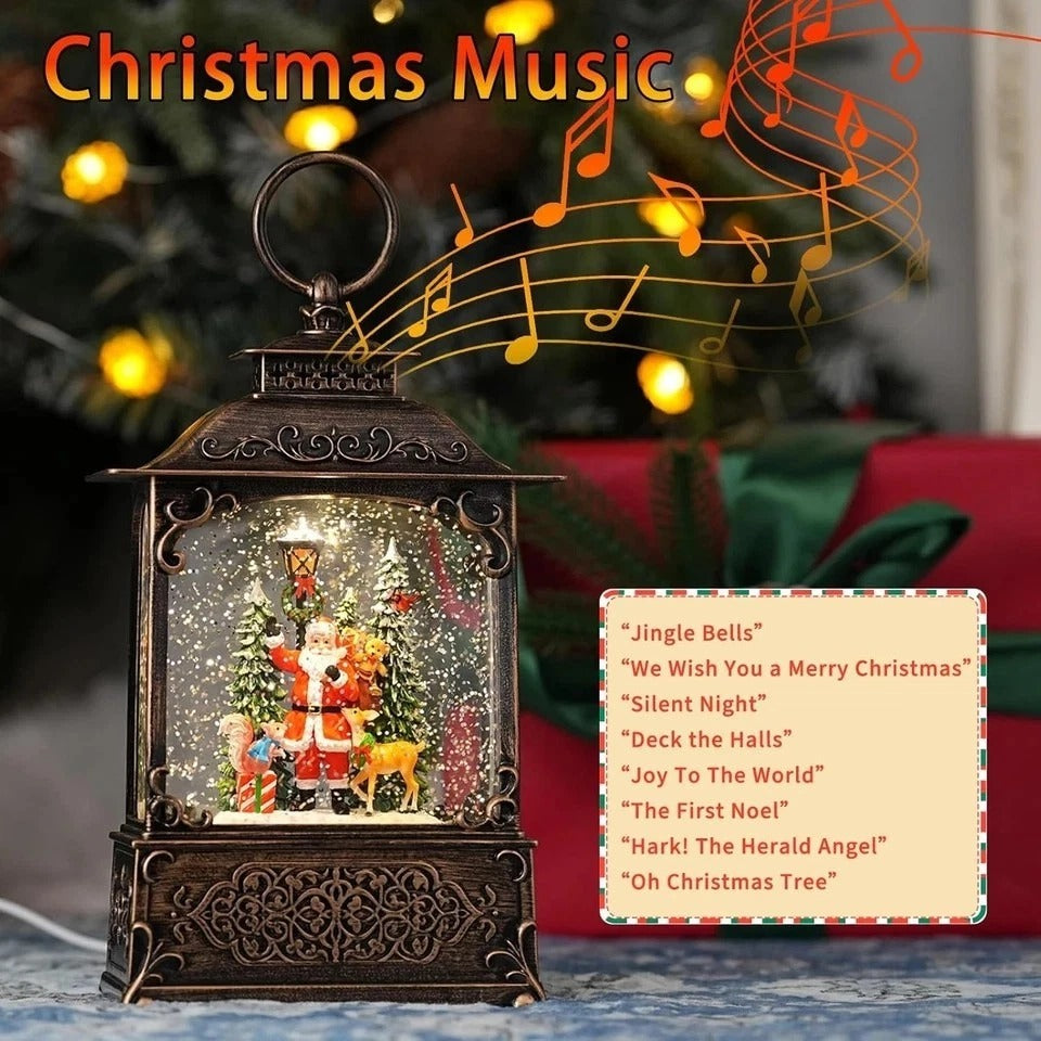 Snow Globe with Santa Claus Reindeer, Light up Christmas Snow Globes with Music