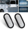 2PCS 6" Inch White 24 LED Oval Reverse Backup Turn Tail White Light/Clear Lens