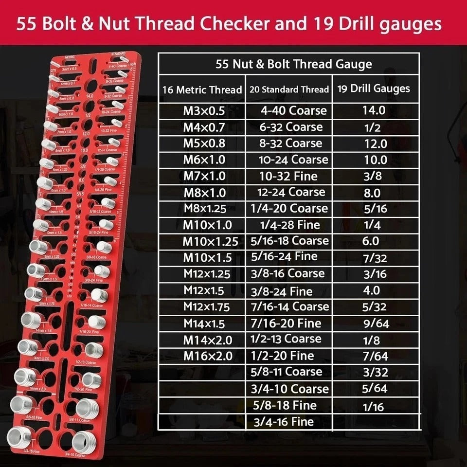 55 Nut and Bolt Thread Checker - Thread Checker Standard and Metric Bolt and Nut