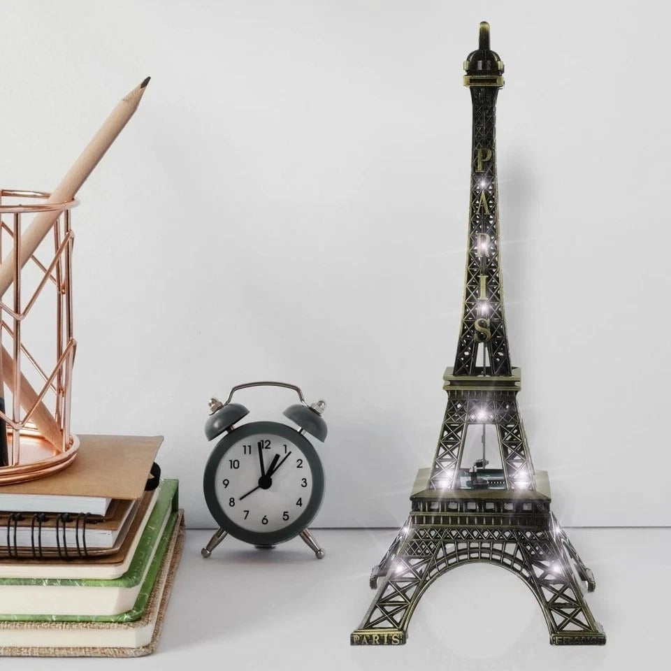 Eiffel Tower Statue, 9.7" Tall Tabletop Eiffel Tower Decor, Light up Eiffel Towe