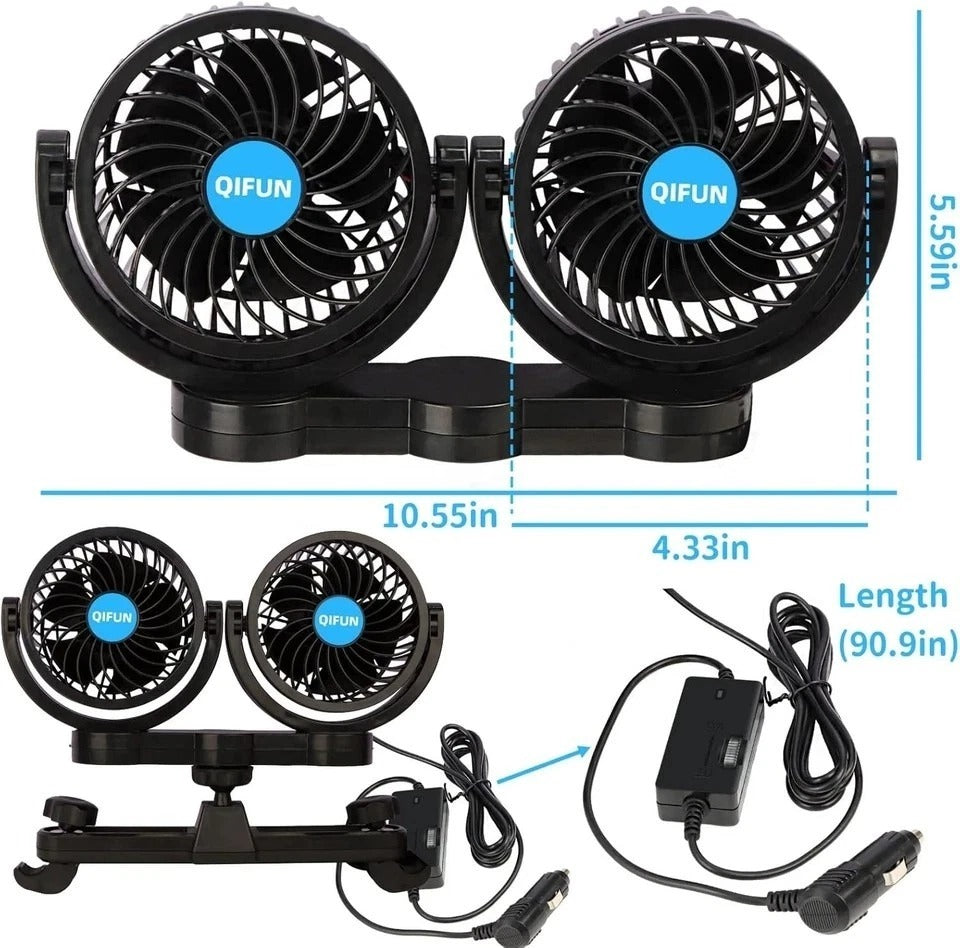 12V Car Fan, Portable Car Fan Cool Gadgets for Rear Seat Passenger, 4'' Headrest
