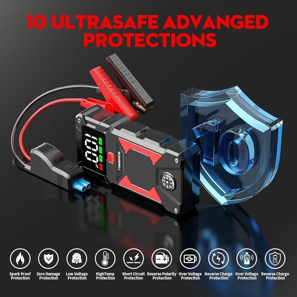 5000A 24800mAh 12V Car Jump Starter for Gas/Diesel with USB, LED & Display
