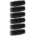 6x 3.5mm 1/8" Female to Female Stereo Audio Aux Coupler Adapter Connector Gold