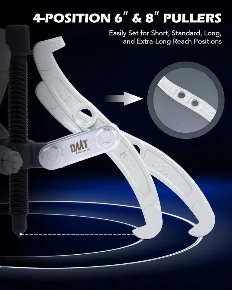 Universal Heavy Duty Gear Puller Set - 4 Sizes, 3-Jaw, Reversible Jaws, for P...