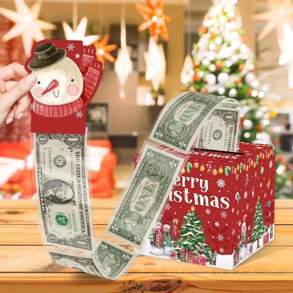 Christmas Party Surprise Gifts, Christmas Money Box for Cash Pull, Xmas Money Pu
