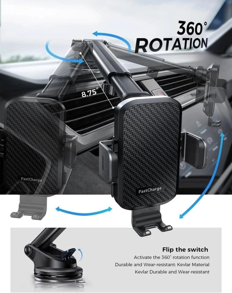 Chgeek Wireless Car Charger with Phone Holder Mount, 15W Fast Charging Auto Clam