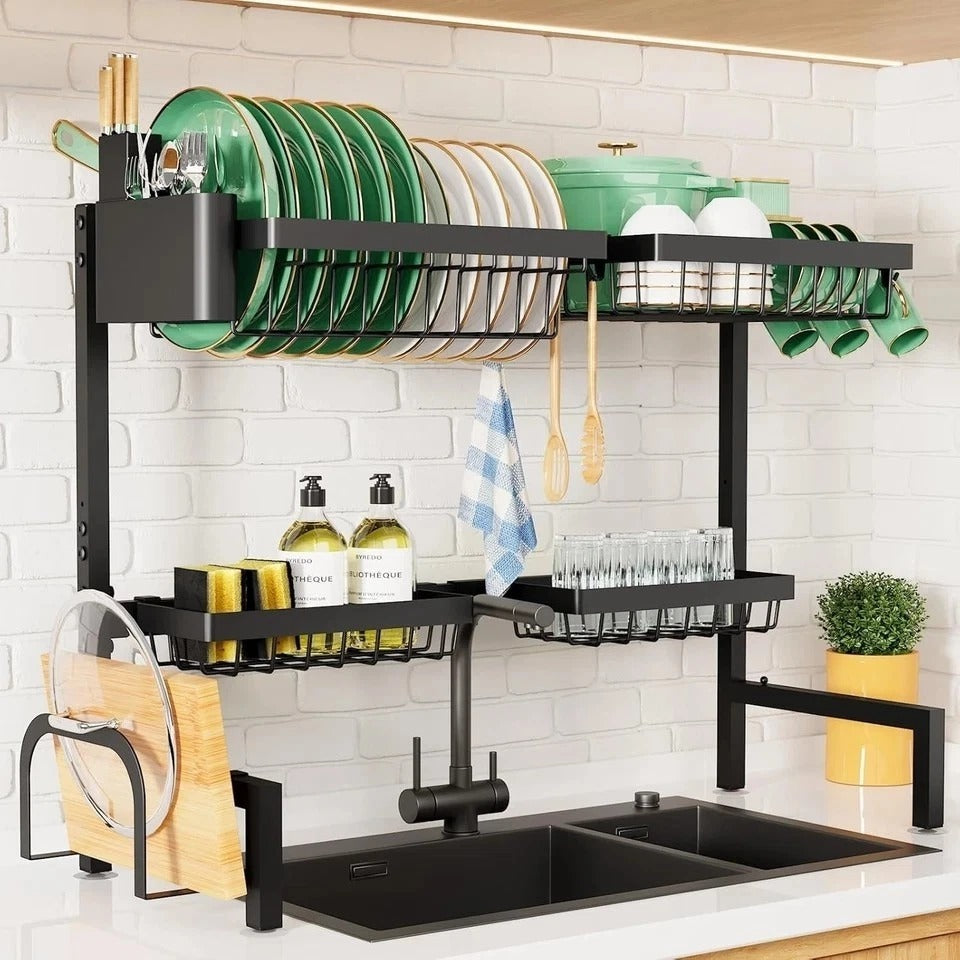 Adjustable Over Sink Dish Rack - Rust-Free, Space-Saving & Functional