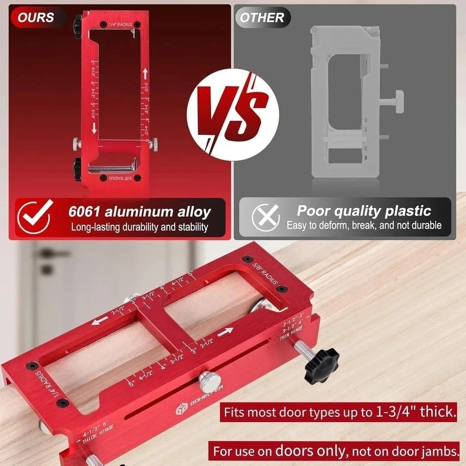 Door Hinge Jig, Aluminum Alloy Door Hinge Template Kit for Router, Adjustable Mo