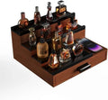 Cologne Organizer for Men,4 Tier Wooden Cologne Stand with Drawer,Hidden Compart