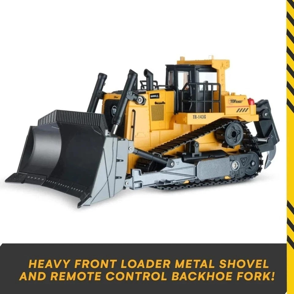 RC Bulldozer Toys for Boys - Remote Control Construction Vehicle with Metal Shov