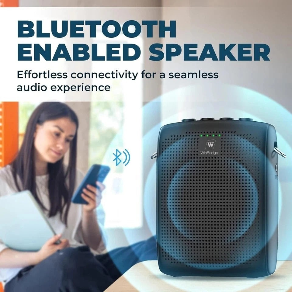 Winbridge Wireless Voice Amplifier with Bluetooth Lavalier Lapel Microphone for