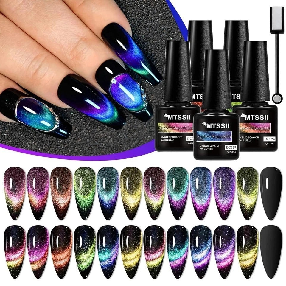 13PCS Cat Eye Gel Nail Polish Set, Gel Polish Kit with Magnet Soak off Gel Nail