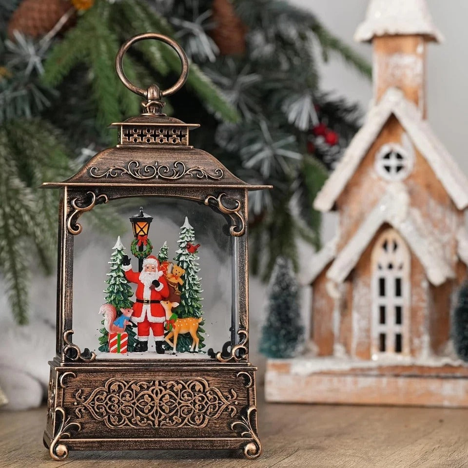 Snow Globe with Santa Claus Reindeer, Light up Christmas Snow Globes with Music